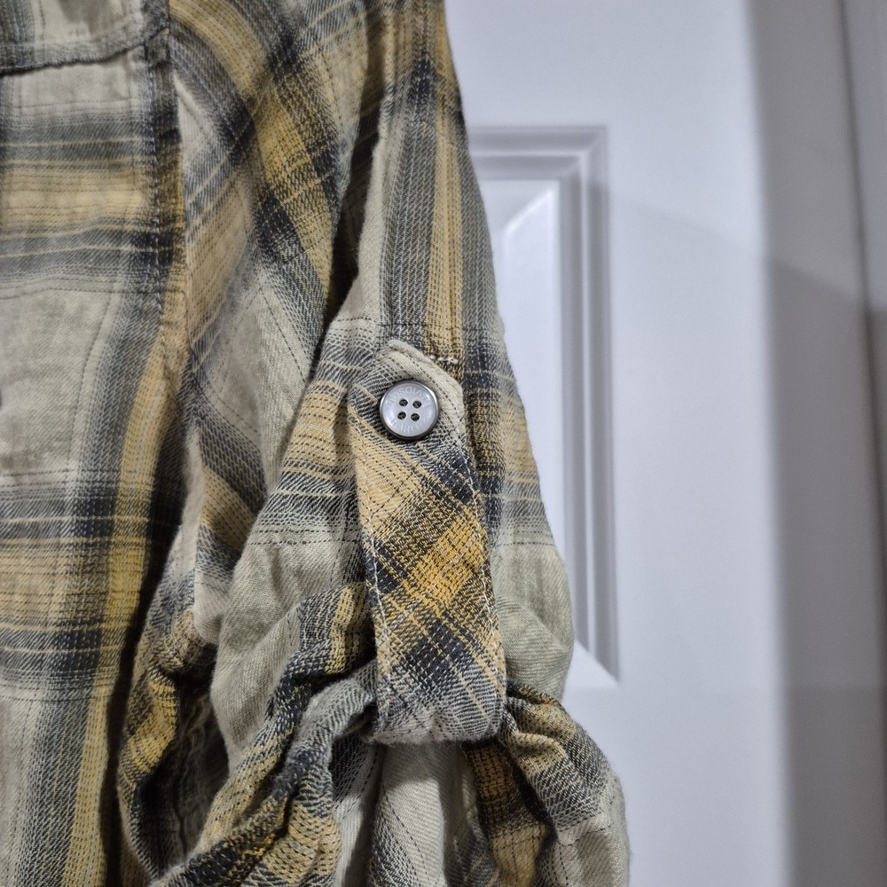Vtg Y2K‎ Harley Davidson Shirt Womens Medium Tan Plaid Pearl Snap Western Rodeo - Picture 6 of 11